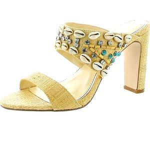 New Jessica Simpson, Sandals with rhinestone and cowrie shells